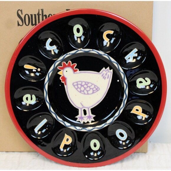 Southern Living Gail Cook-A-Doodle Egg Plate Becky NEW 40344 Devilish Delight - Picture 1 of 4